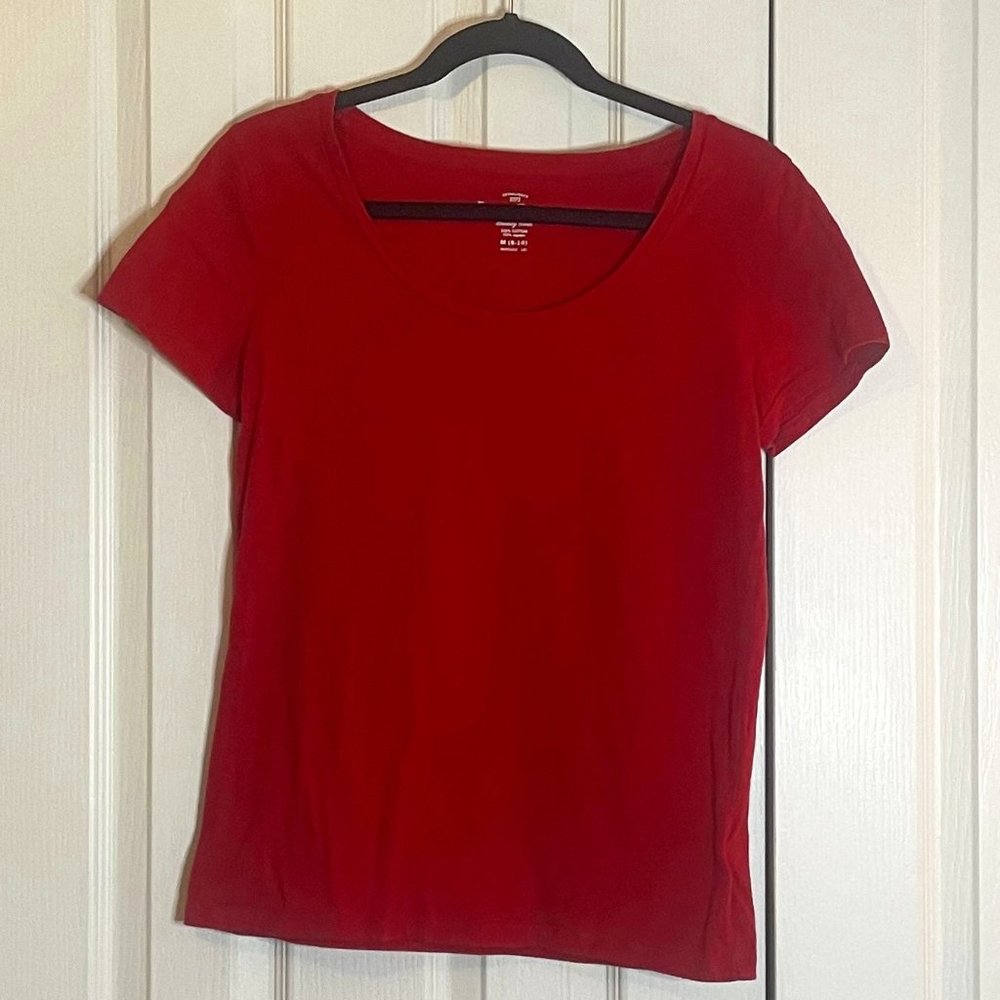 Red Scoop Neck, Short-Sleeve Faded Glory Top